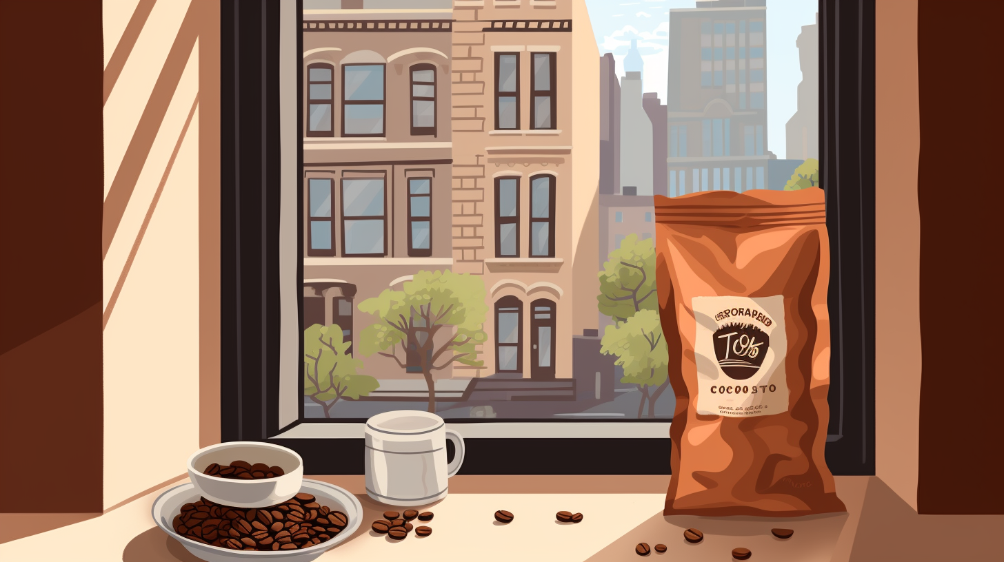 Coffee bean package illustration with window view