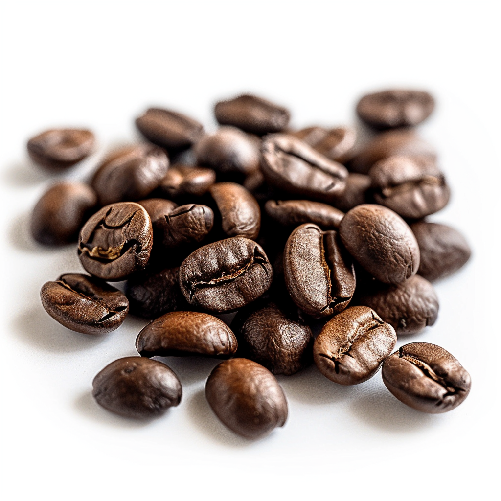 Coffee beans on white background