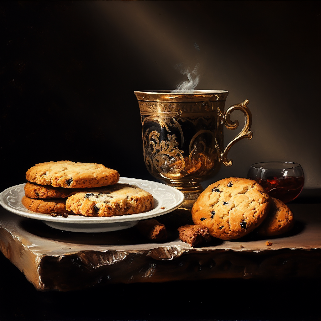 Coffee and Cookies Still Life Painting