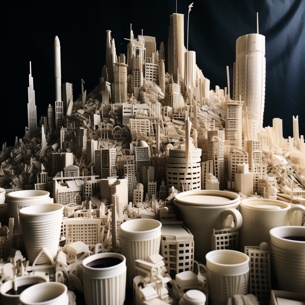 Coffee Cup City with Skyscrapers