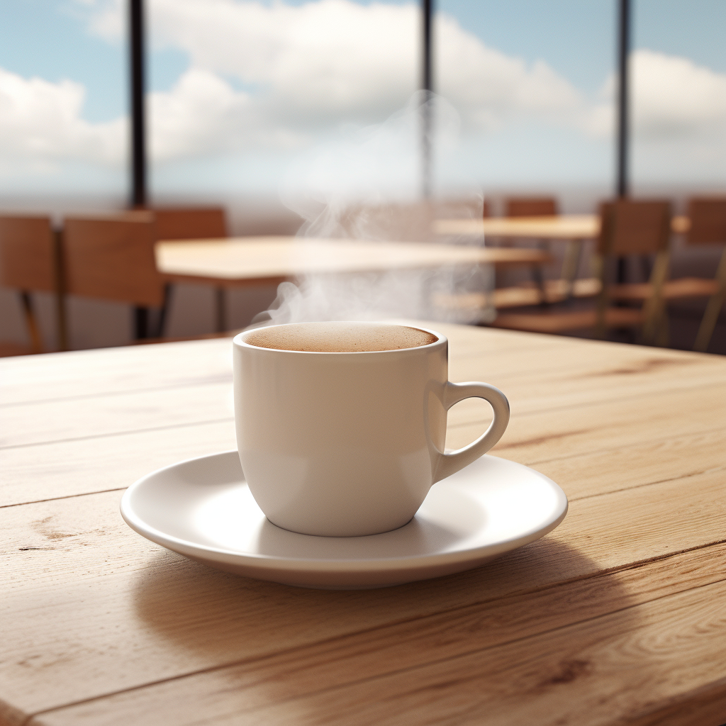 Coffee cup with clouds on side