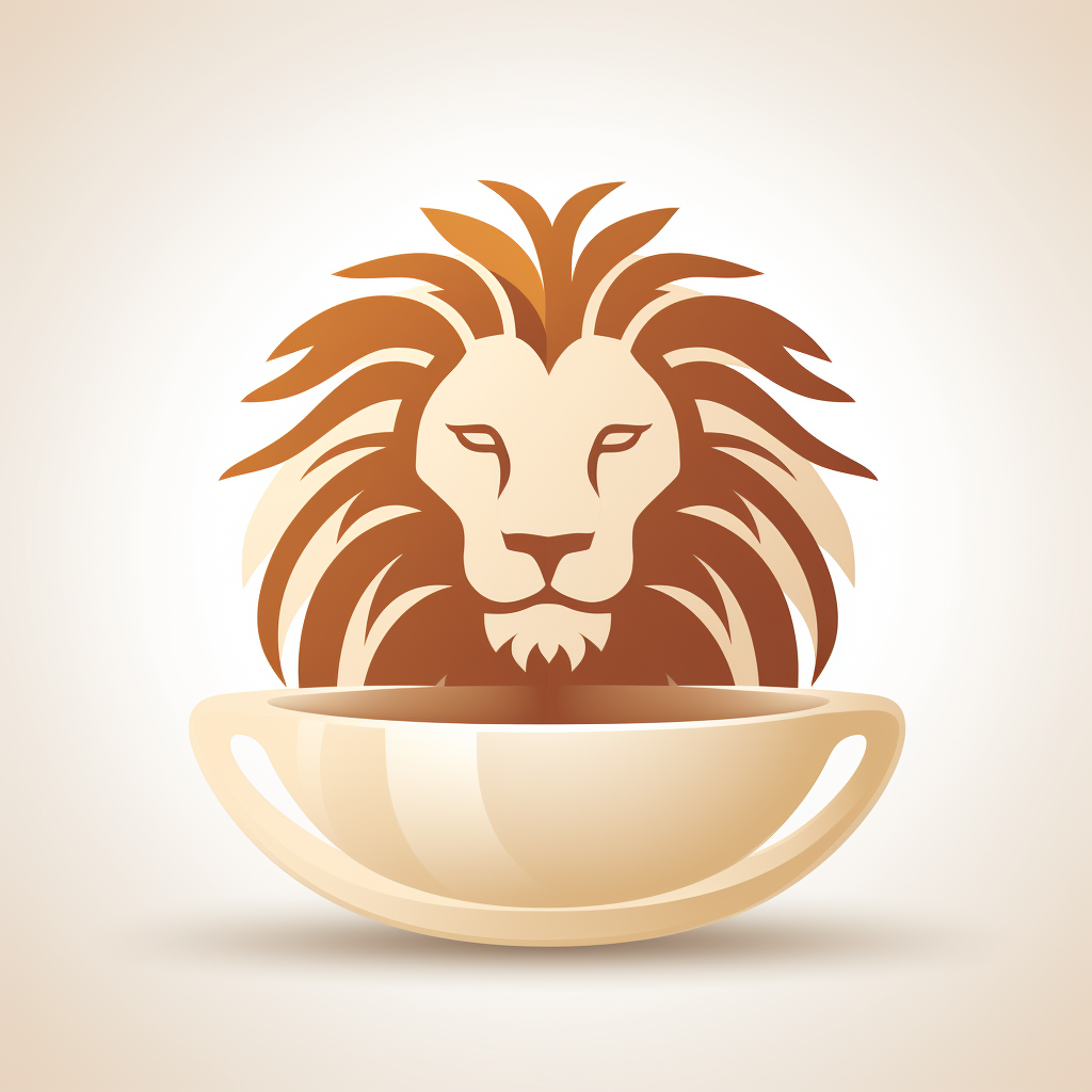 Coffee Cup Icon with Lion Symbol Made of Crema - 2Moons.ai