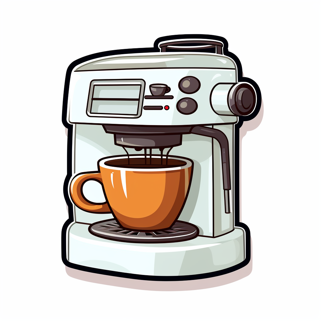 Coffee Machine Paper Cup Sticker Cartoon