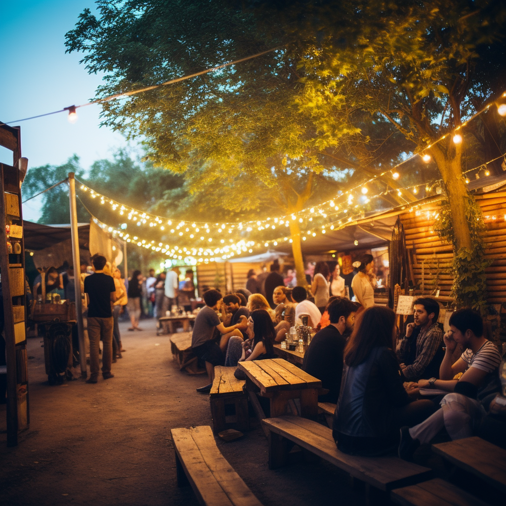 Bustling crowd enjoying outdoor music concert