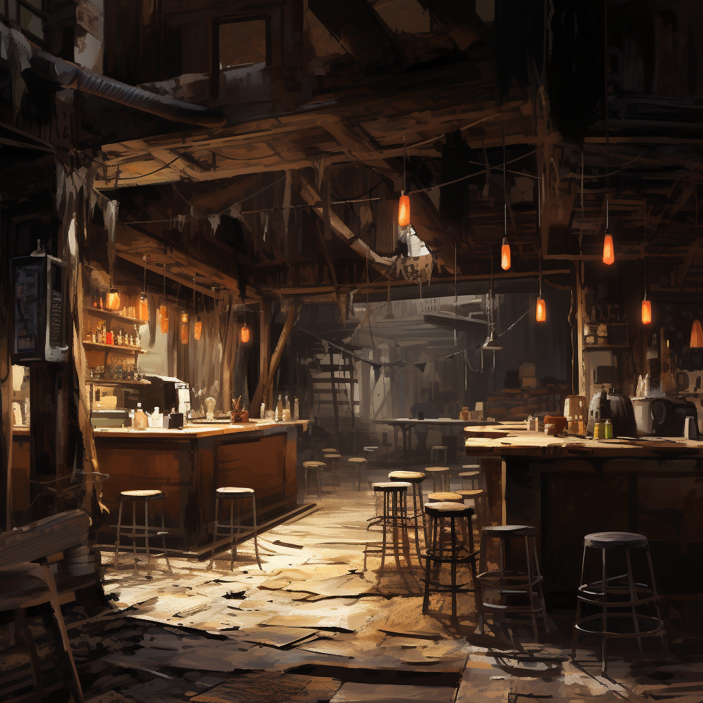 Post Apocalyptic Abandoned Coffee Shop Bar