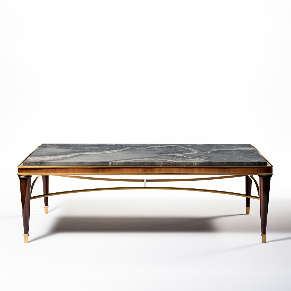 Gray marble coffee table with golden finishes