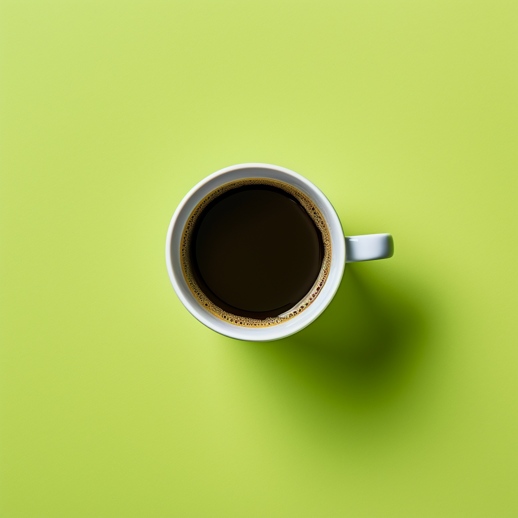 Refreshing cup of coffee on limegreen background