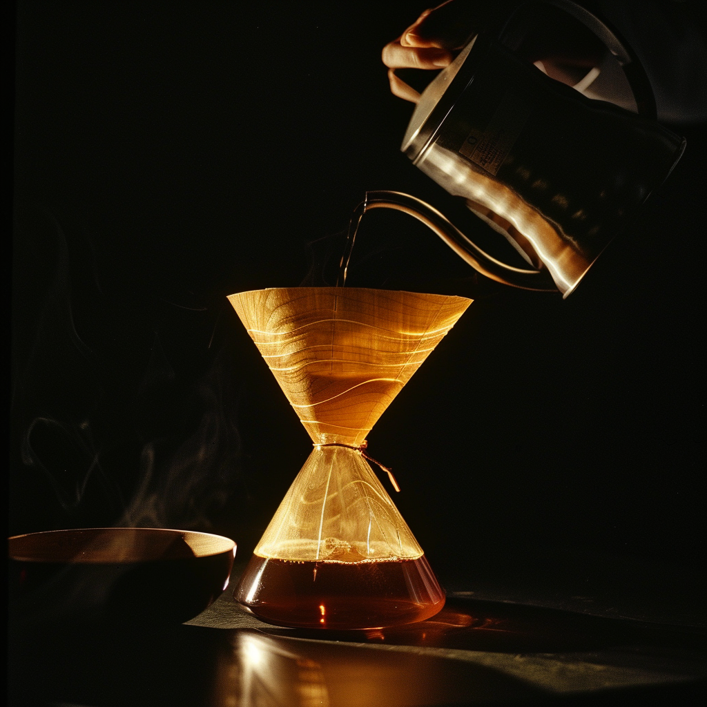 Person pouring coffee into resin maker