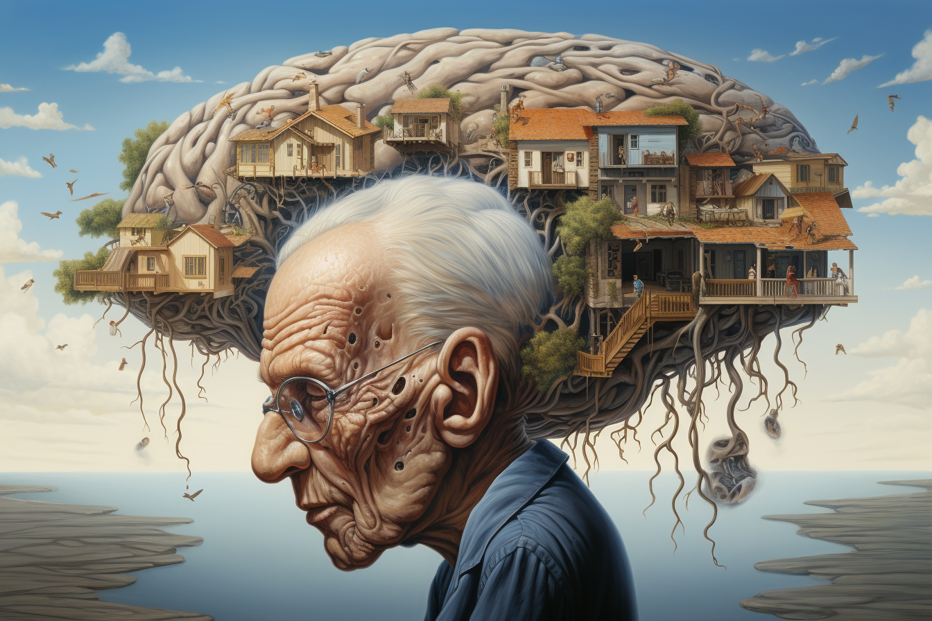 Illustration representing cognitive decline in seniors