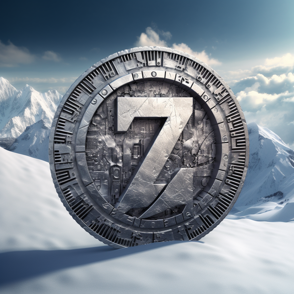 Coin with Letters on Snow Mountain