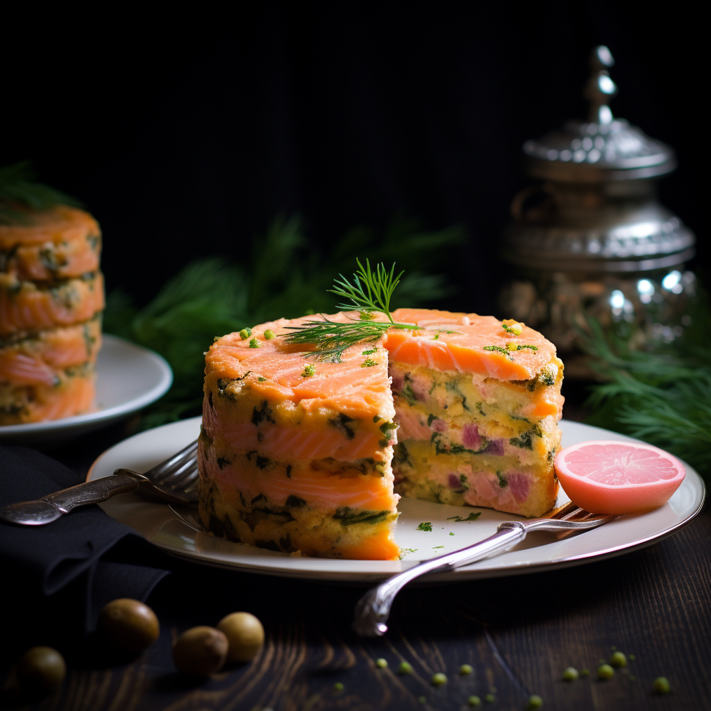 Savory cold salmon cake dish