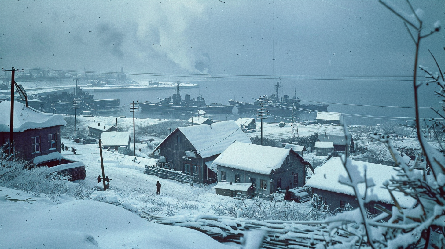 Snow-covered military outposts soldiers Vladivostok