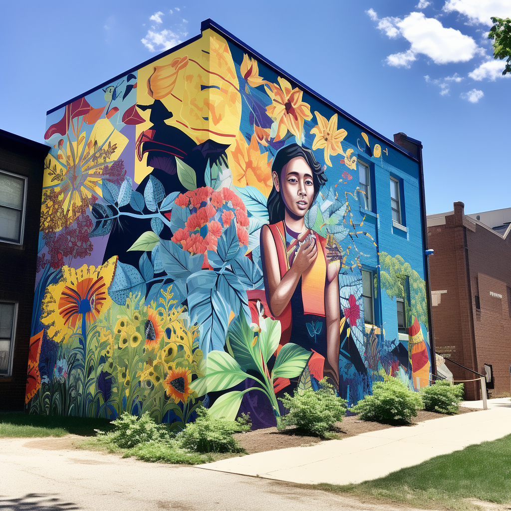 Vibrant collaborative mural project artwork