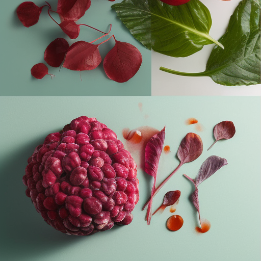 Collage of leaves and healthy food