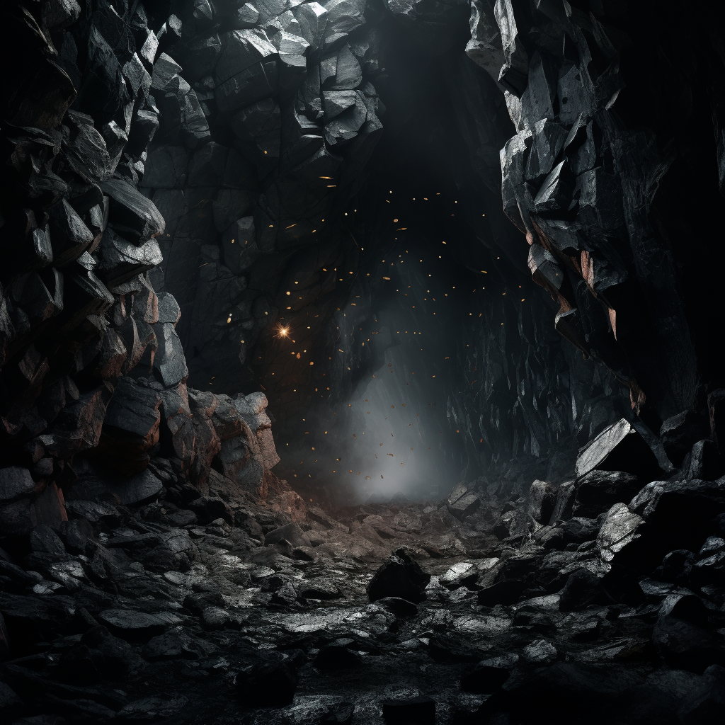 Rocks crumbling in a mysterious cave