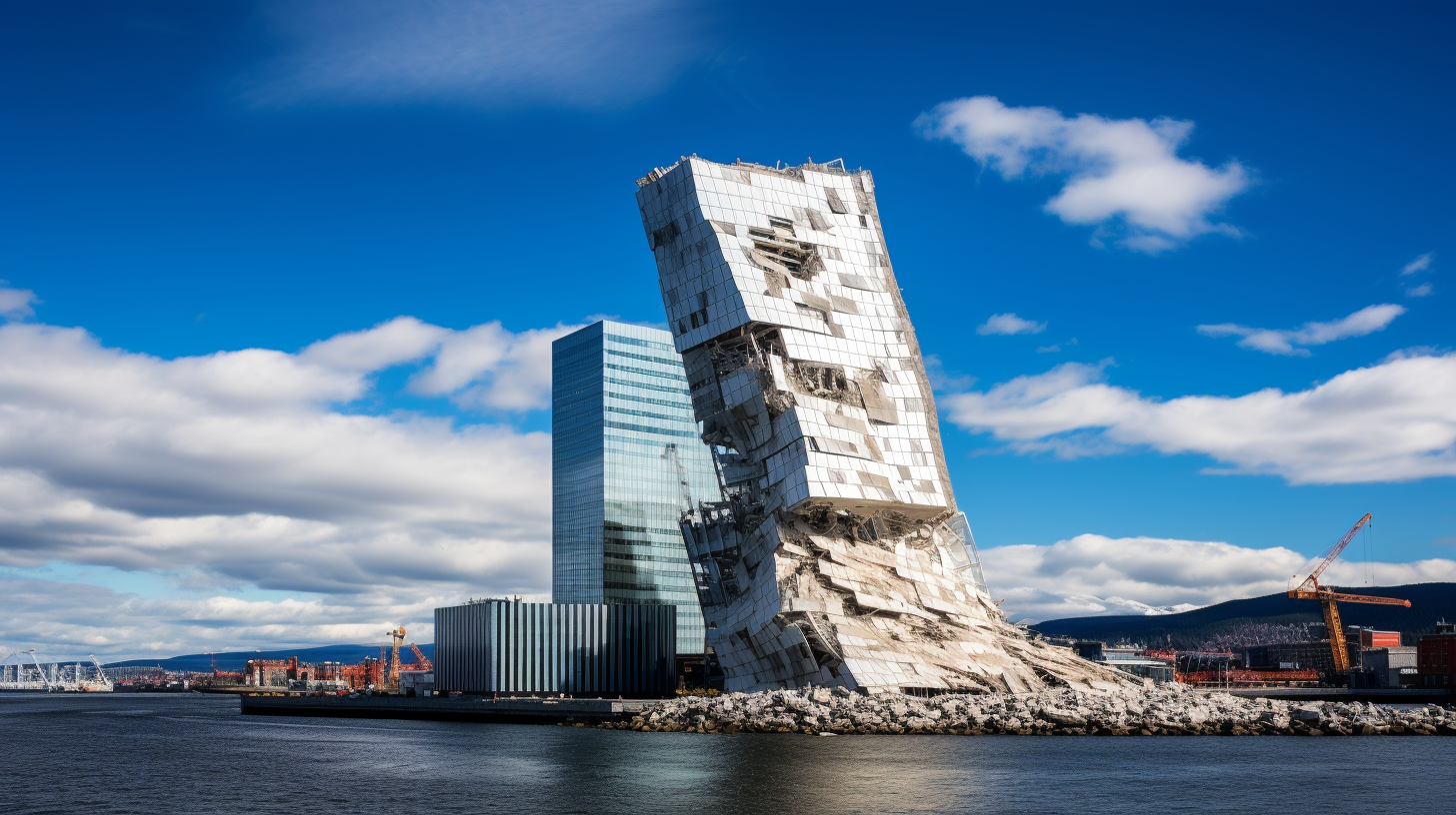 Collapse-threatened office building in Oslo