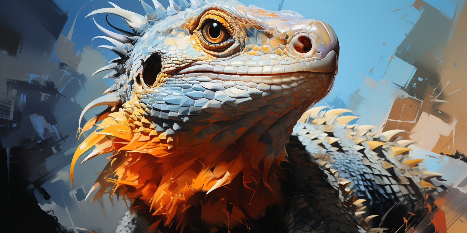 Majestic collared lizard against vivid background.