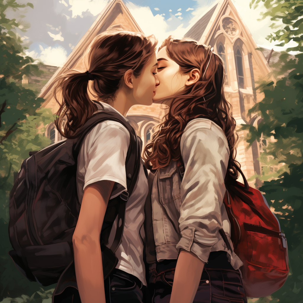 Two college girls in love