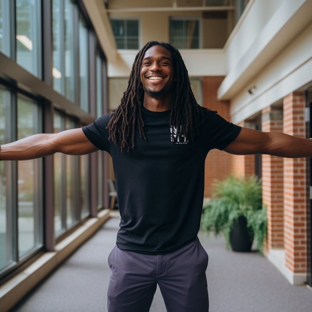 College-aged black man with long hair