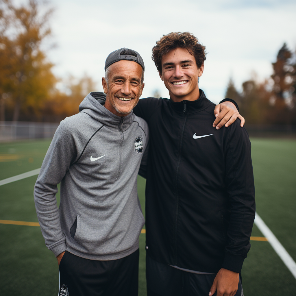 Soccer player and coach in training session