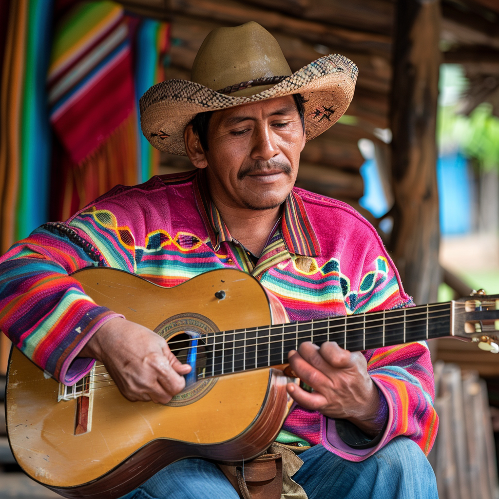 Colombian Carranga Music Ruana Hat Guitar