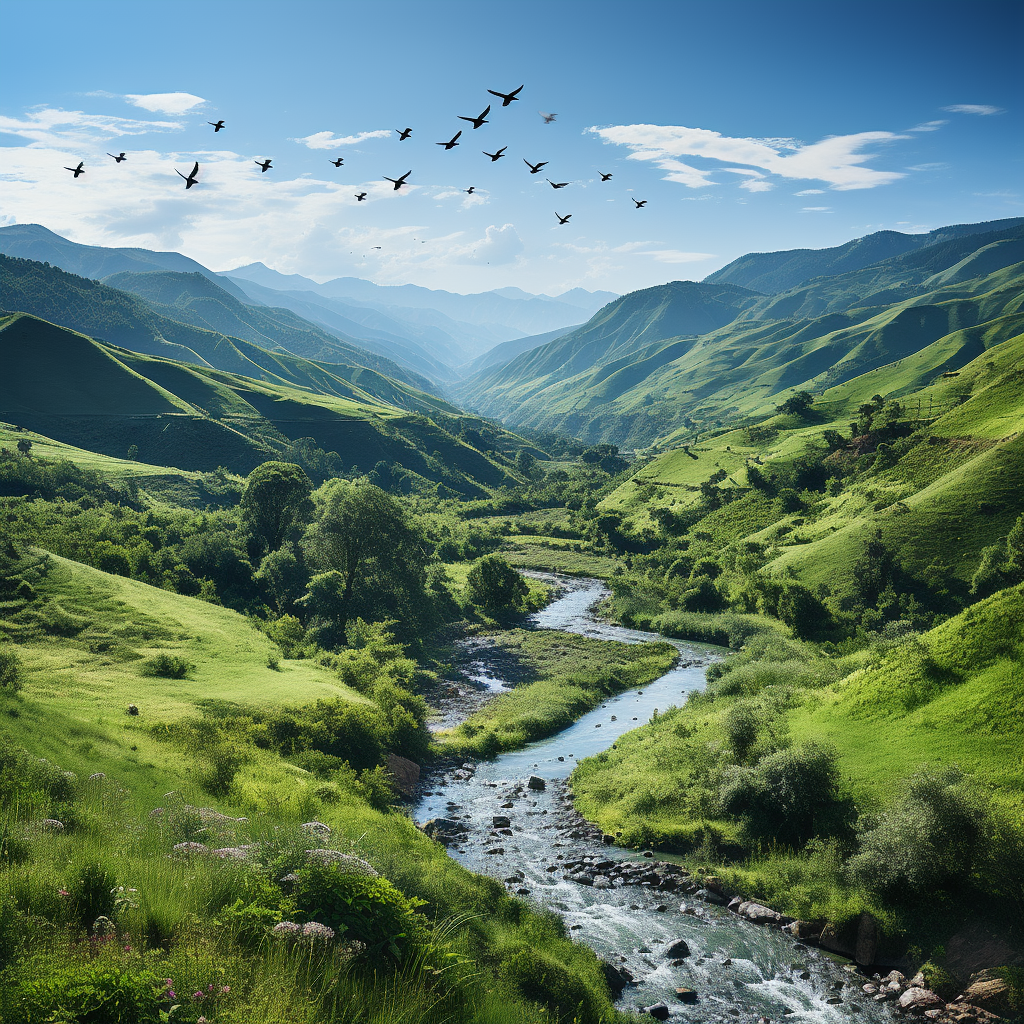 Aerial view of lush Colombian green mountains