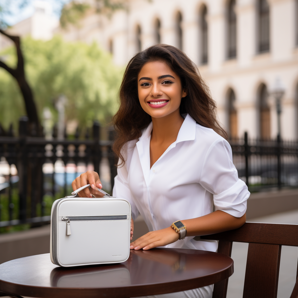 Smiling Colombian Businesswoman with Prepared Meal