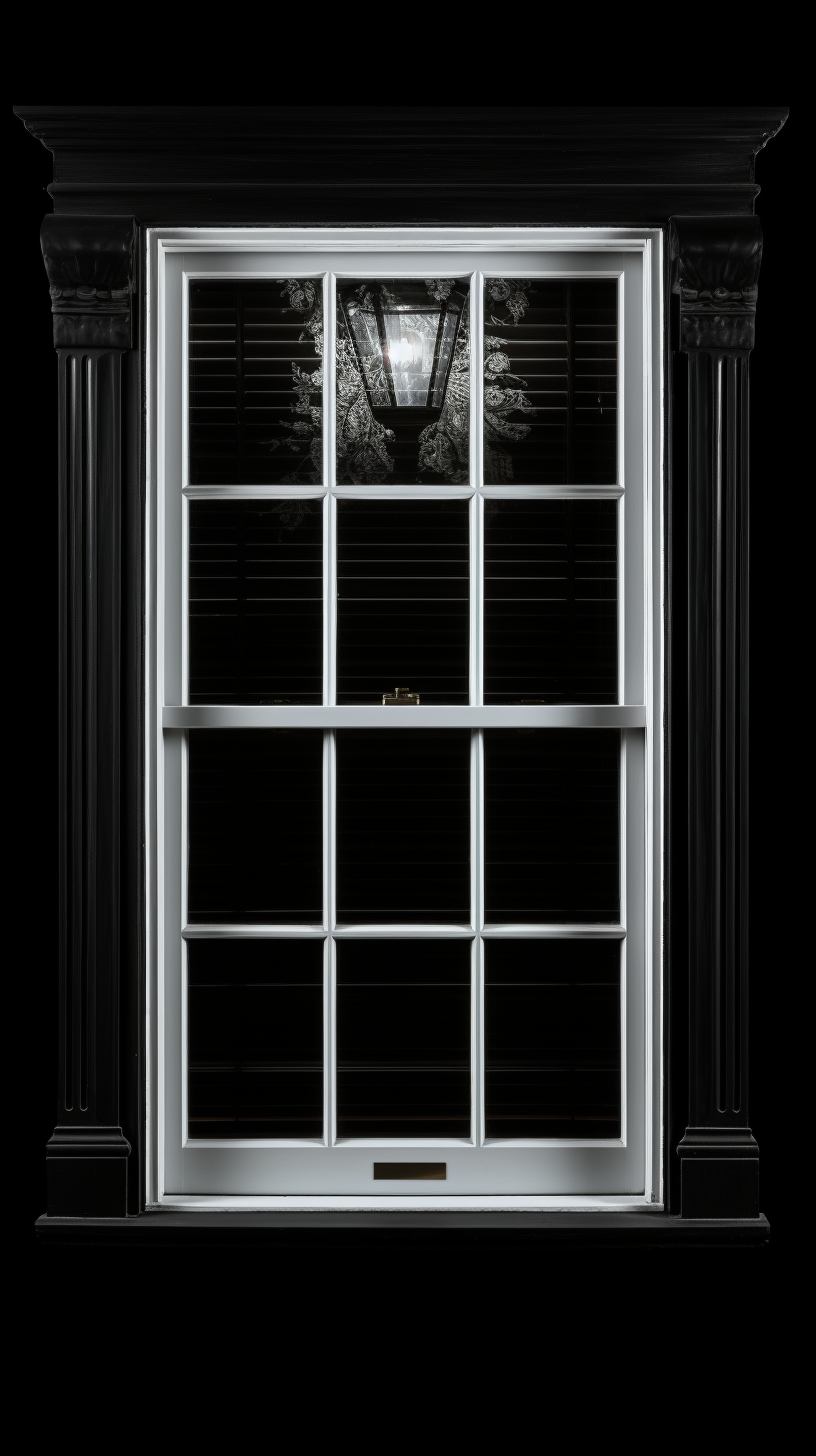 Colonial open window with black background