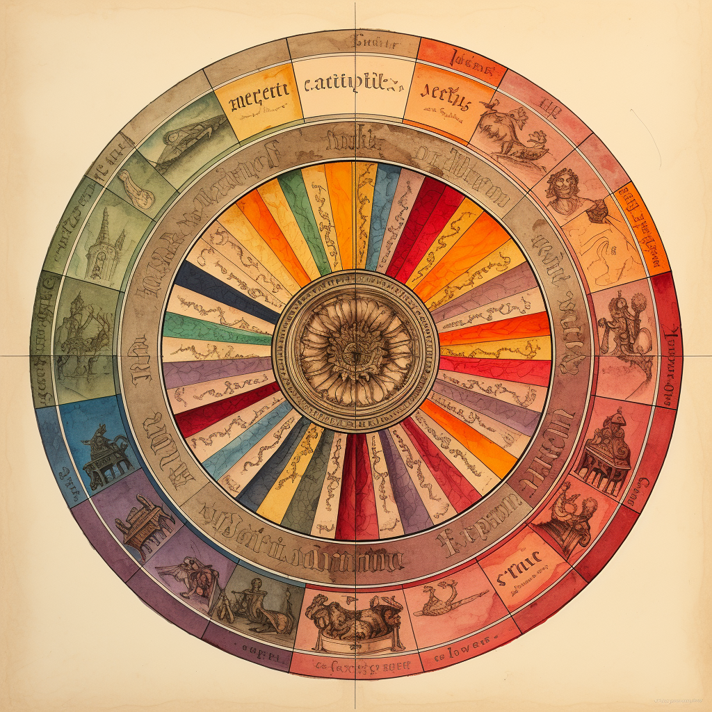 Color Wheel on Parchment with Latin Labels