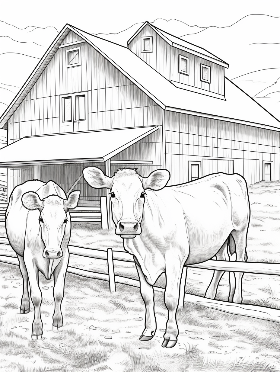 Simple Colorado cattle and ranch coloring page