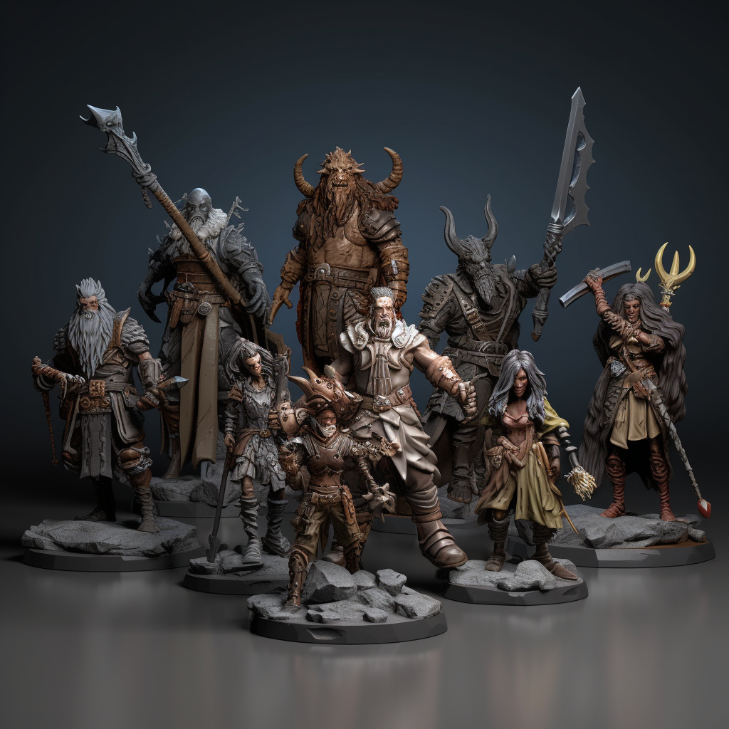 Dark fantasy colored miniatures for DnD heroes