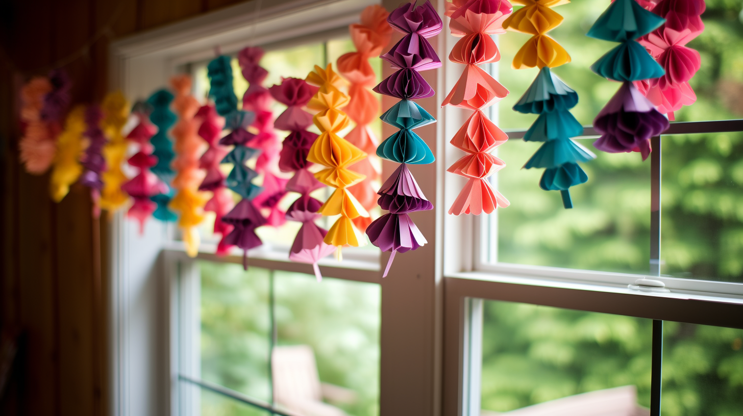 Vibrant paper garland adorning a lovely house