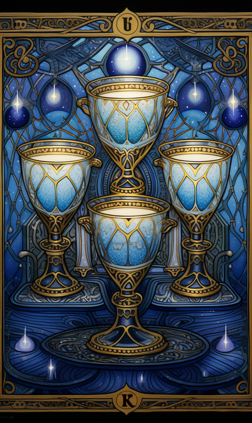 Detailed Colored Pencil Art for Six of Cups Tarot