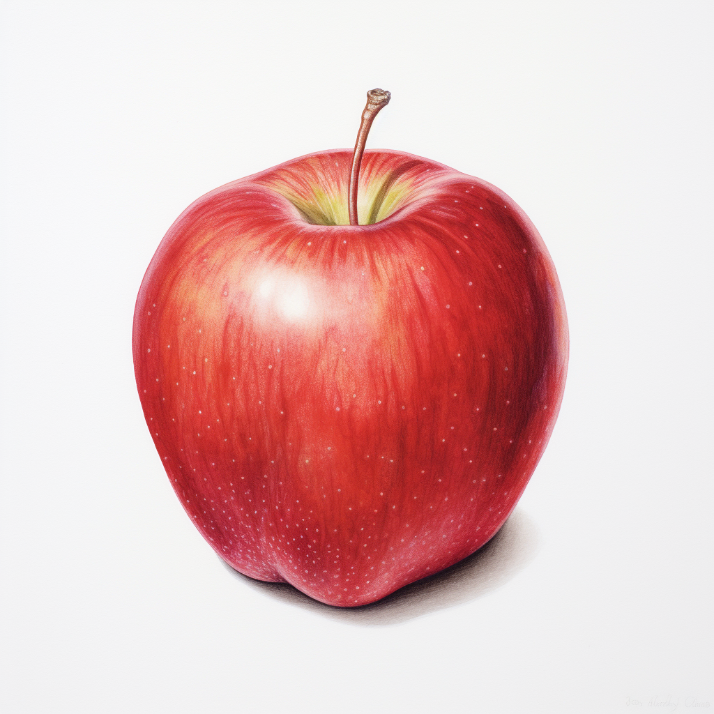 Colored pencil drawing of an apple