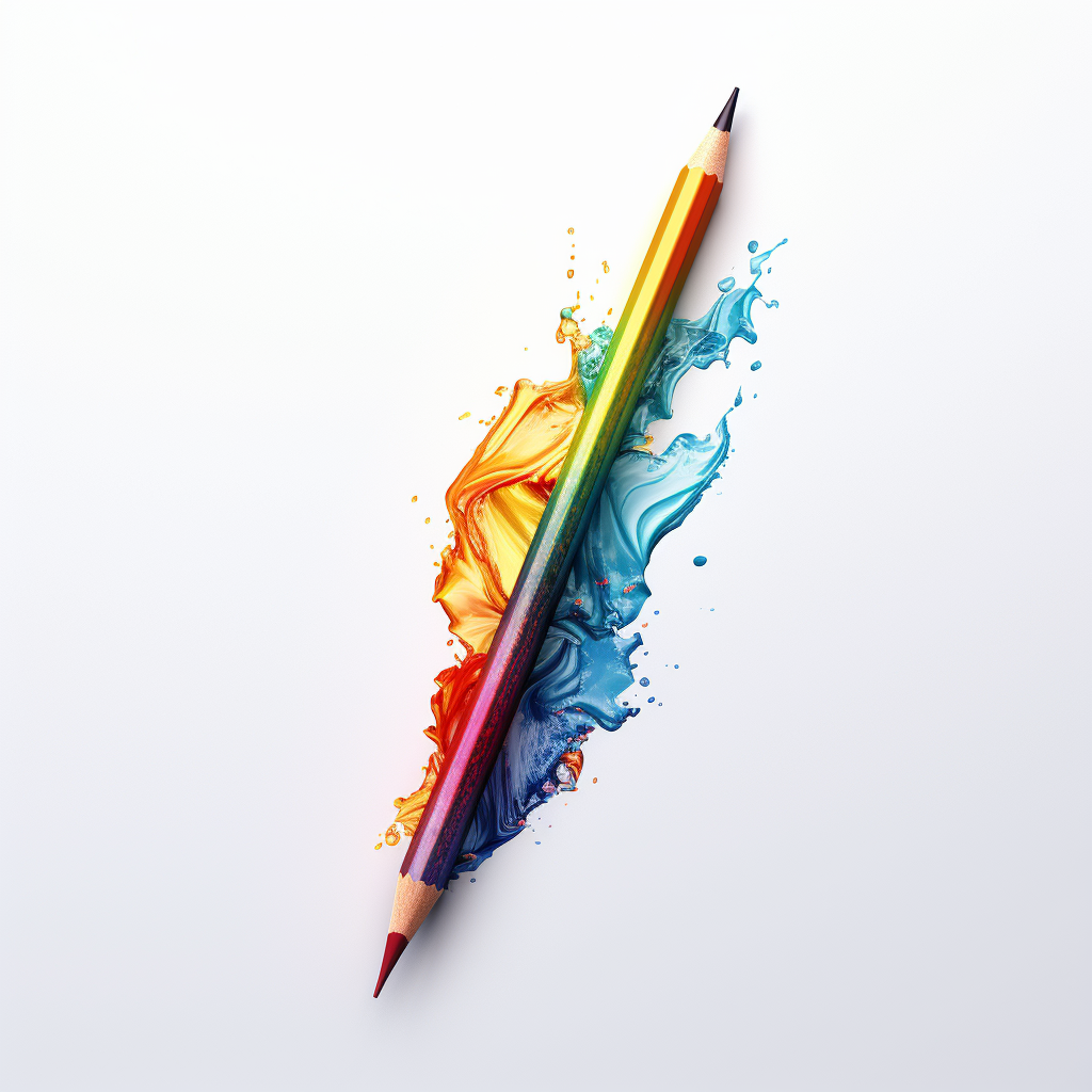 Colorful pencil art with AI encre trace