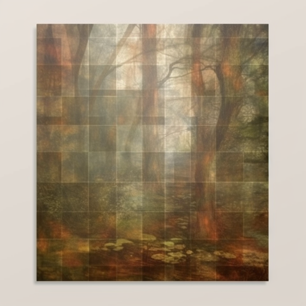 Colorful abstract art inspired by forest double exposure