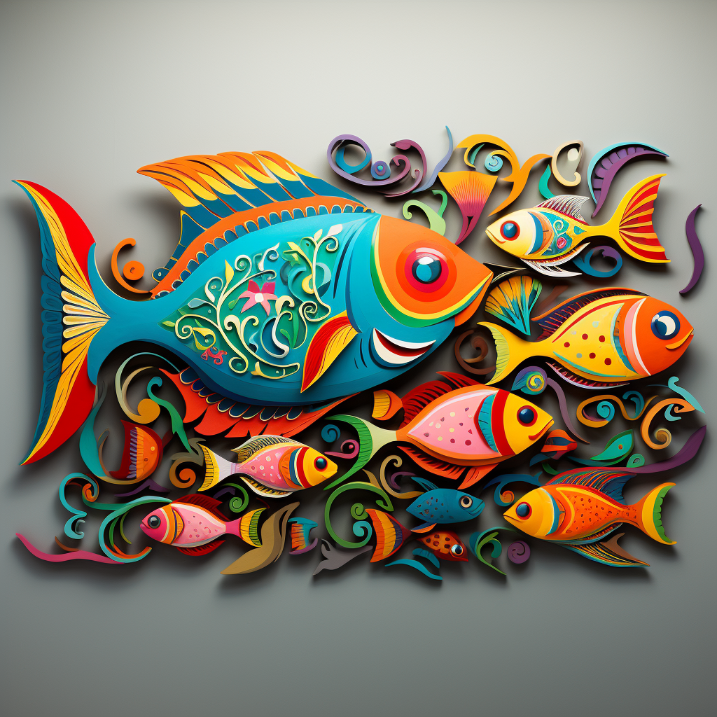 Beautifully Painted Colorful Fish Wall Art