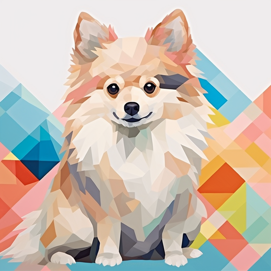 Colorful Abstract Geometric Prints Pomeranian Shape