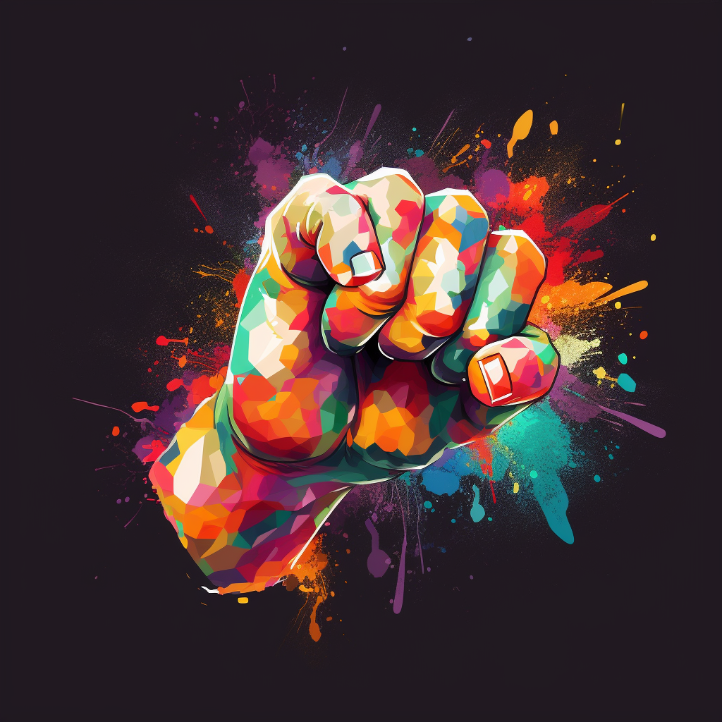 Colorful anime fist ready to strike