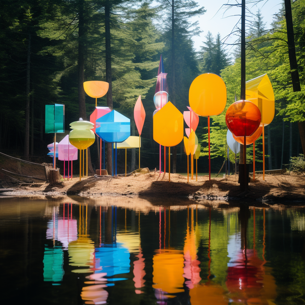 Giant Colorful Art in Forest