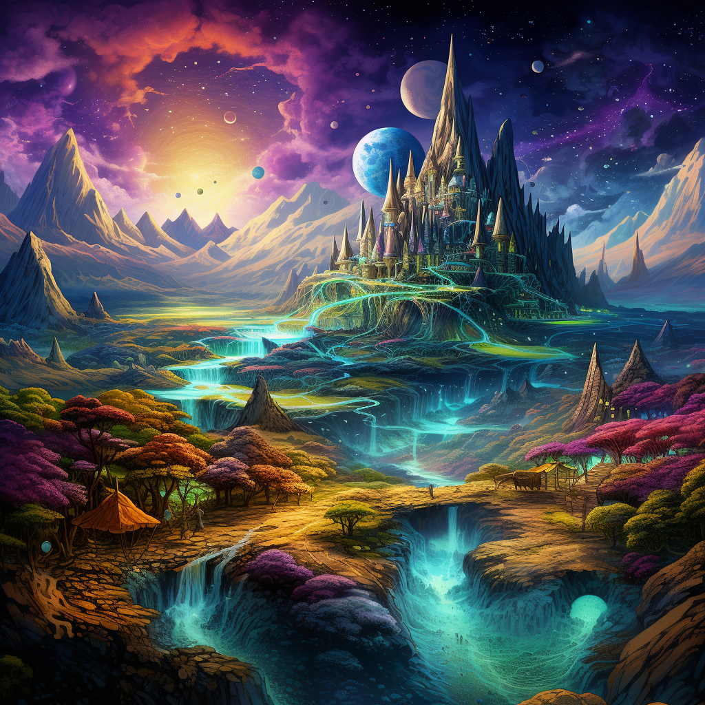 Colorful art scenery worlds