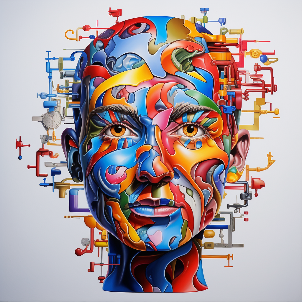 Colorful AI Face Question Mark Illustration