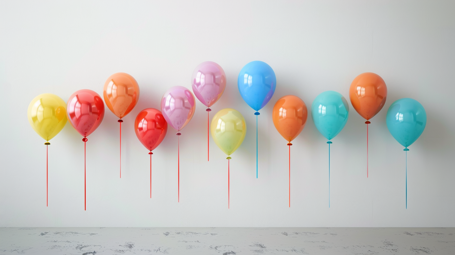 Colorful balloons on white wall