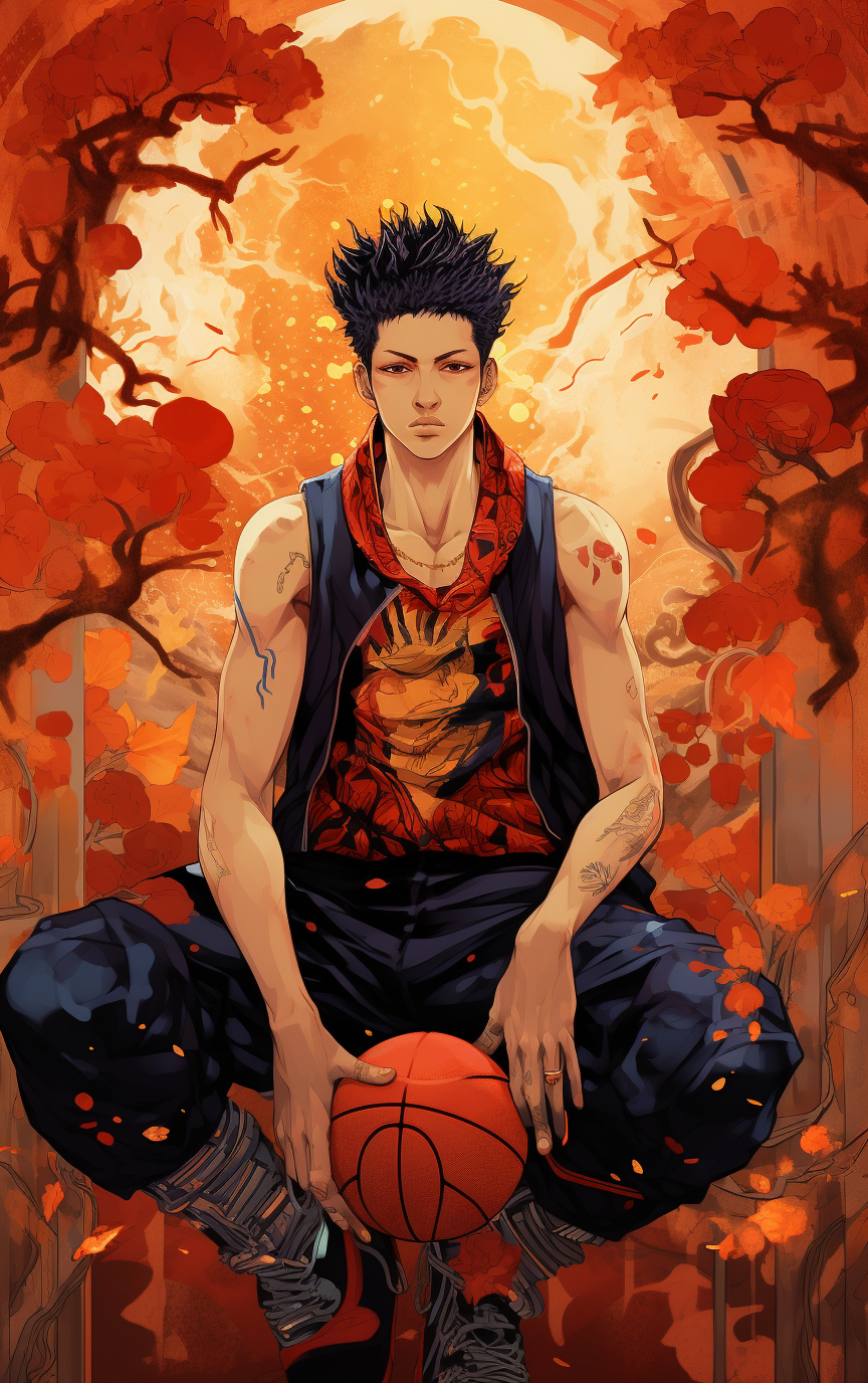 Illustration of a Colorful Basketball Player