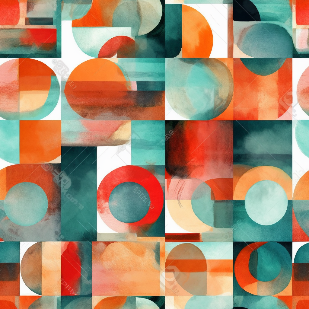 colorful bauhaus watercolor pattern