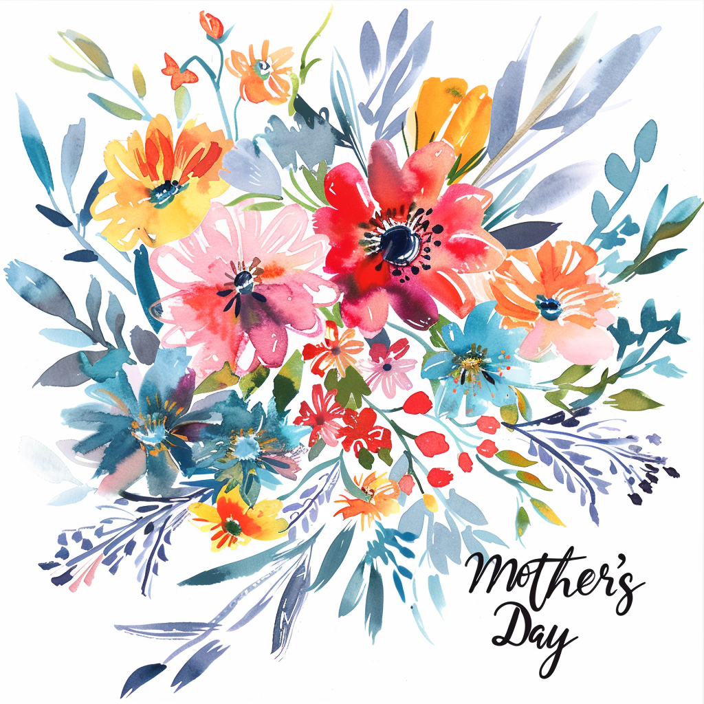 Watercolor painting of Mother's Day bouquet