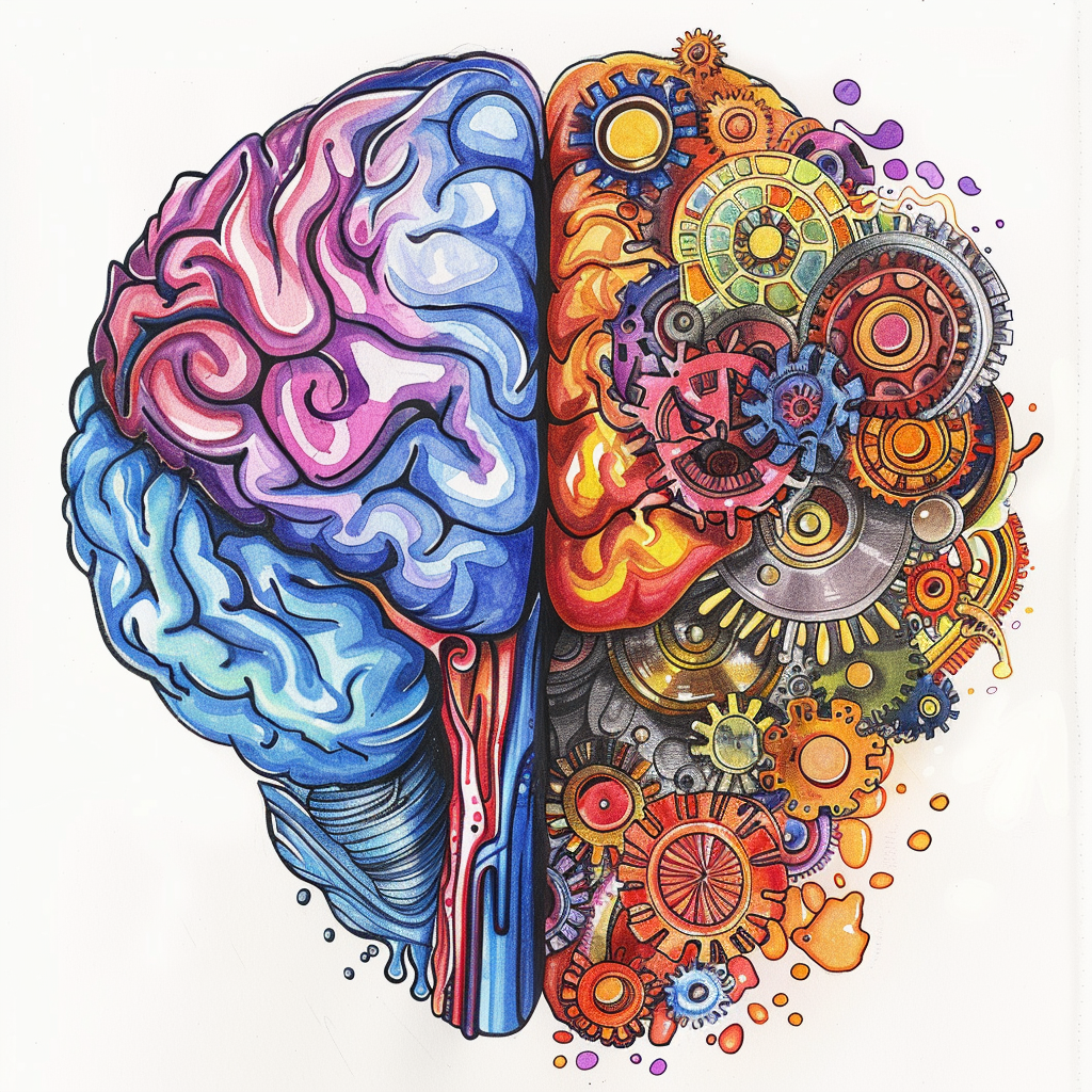 Colorful brain gears structure