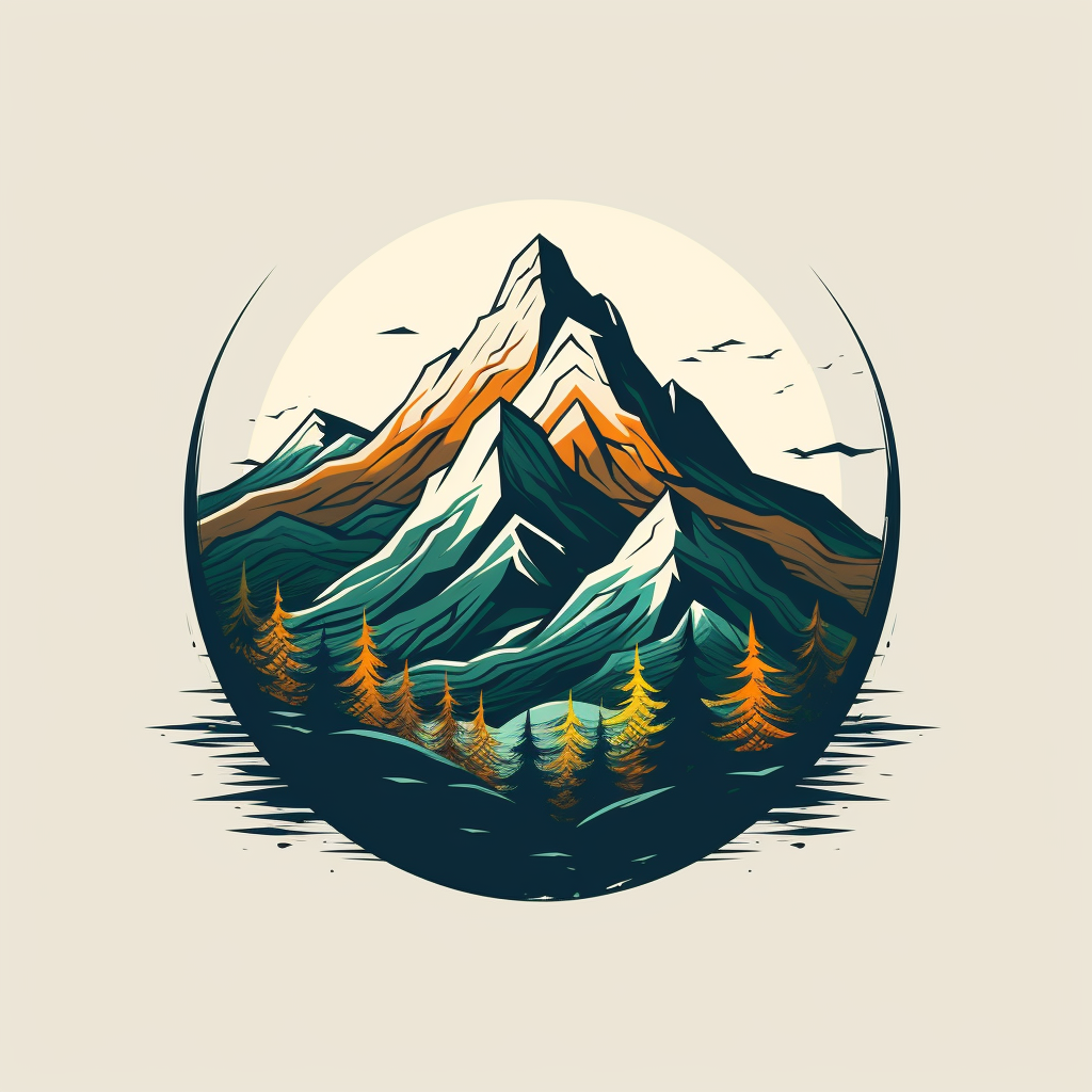 Colorful Brown Forest Green Mountain Graphics Logo