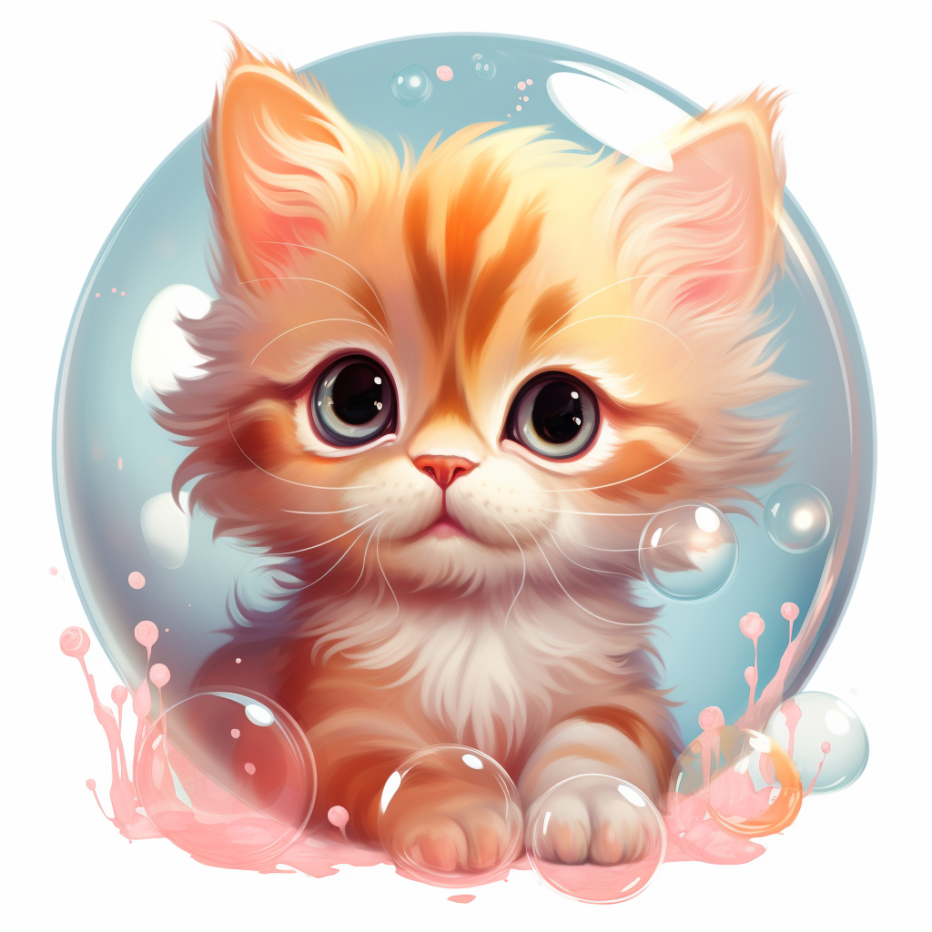 Cute kitten in a bubble