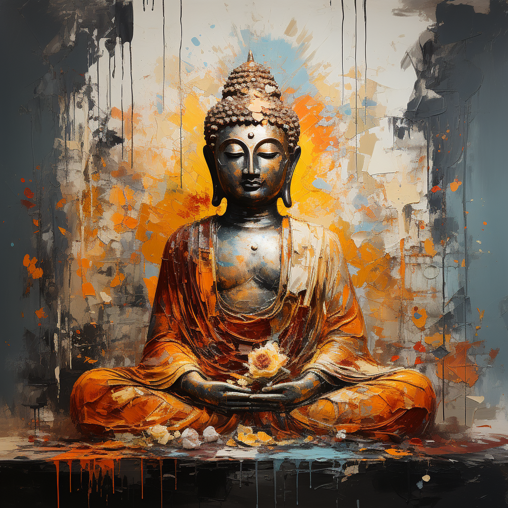 Colorful Buddha painting on canvas